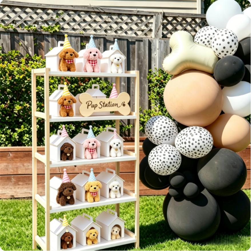 8-24Set Teddy Dogs DIY Adopt A Puppy Party Favors Mini Plush Puppy Stuffed Dogs with House and Stickers for Birthday Party Gifts