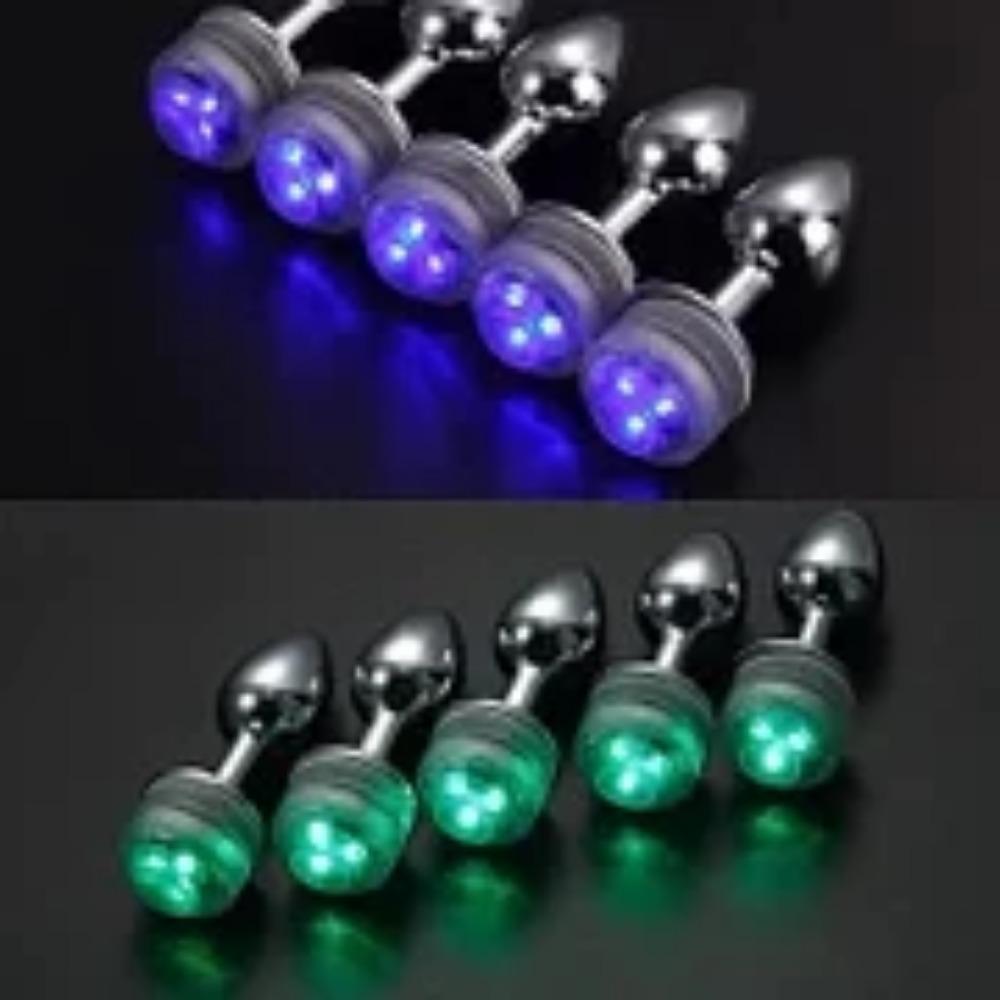 Lightening Butt Plug with Multicolor LED, Remote Control, and Vibrating Function for Couples