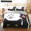 Cartoons Niedliche Katze Bettbezug Bettdeckenbezug Kissenbezug Junge Mädchen 2/3-teiliges Bettwäscheset King Queen Größe Kitty Polyester Bettdeckenbezug