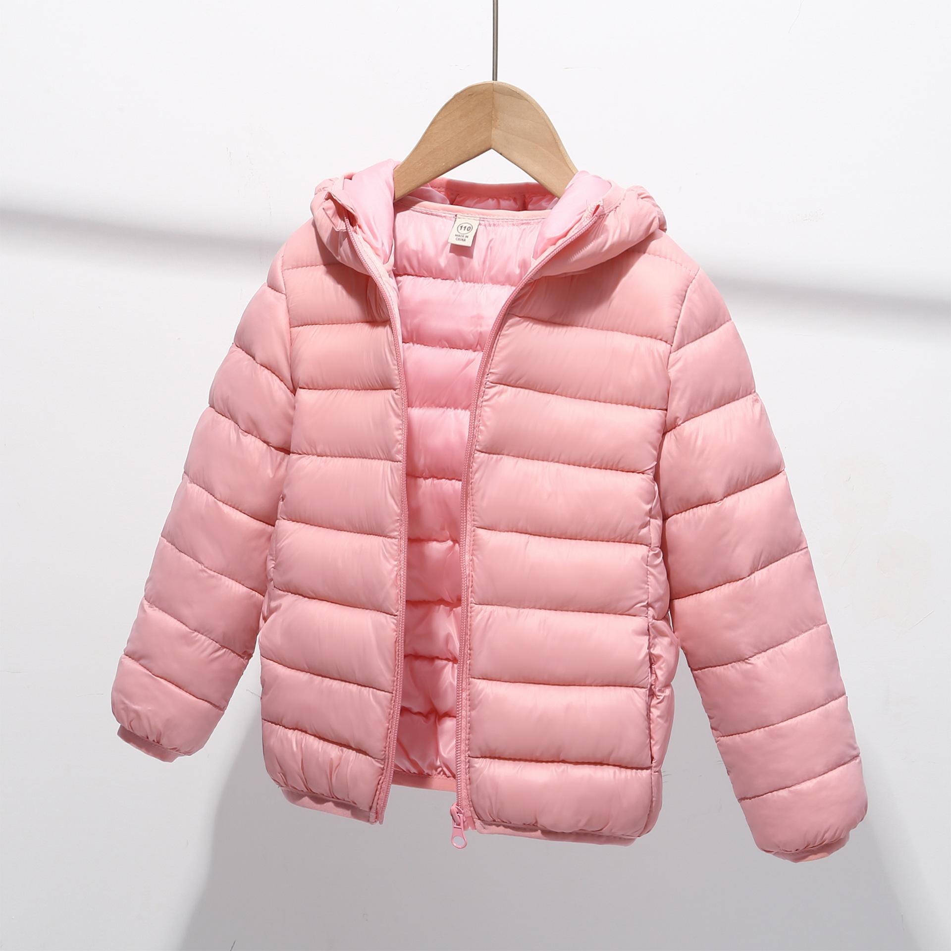 

Children s Light Down Jackets for Autumn and Winter, Casual Down Jackets for Boys and Girls 140cm рожевий