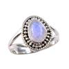 Natural Rainbow Moonstone Gemstone 925 Solid Sterling Silver Ring Size 5.5 V8N22