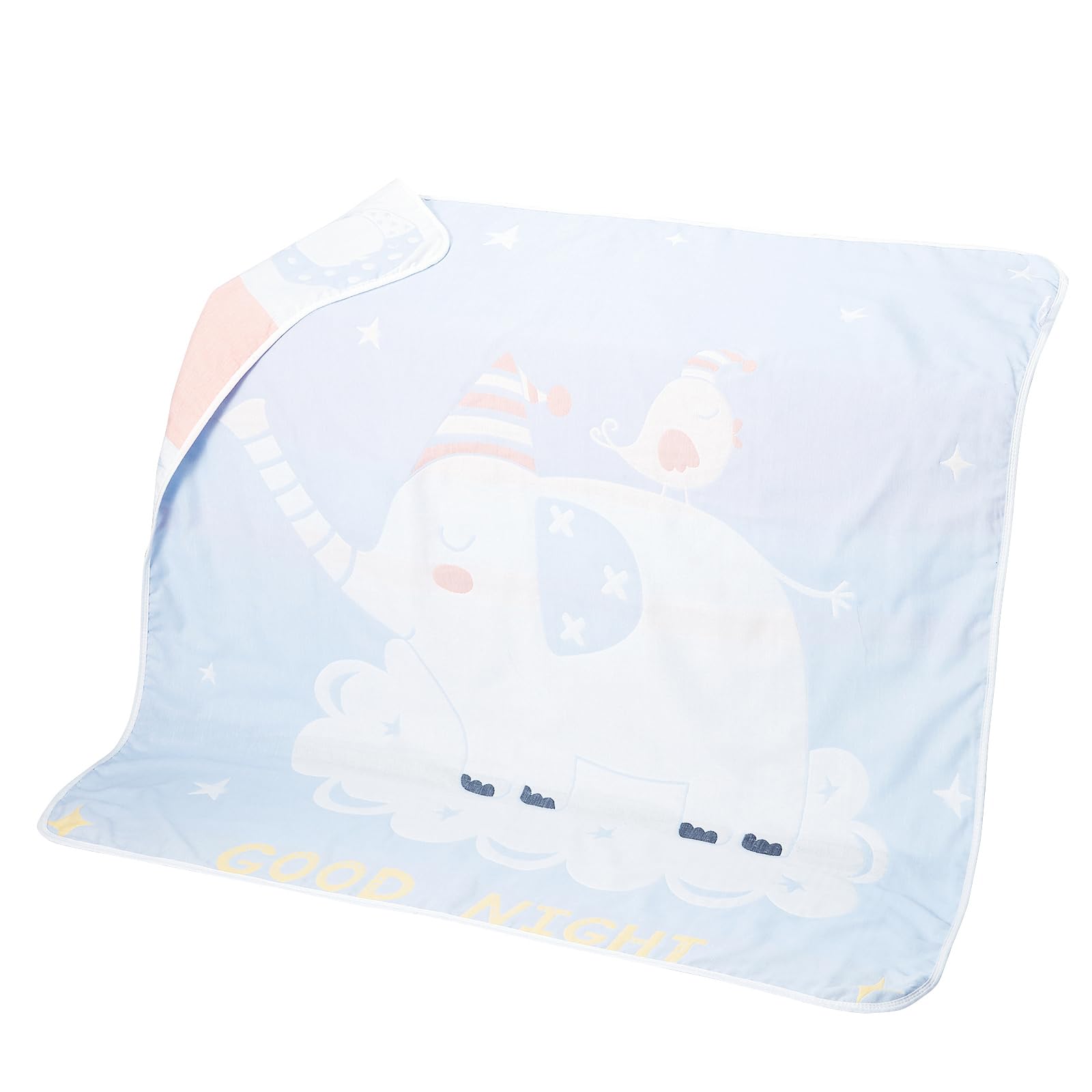 

марлевый плед для детского полотенца мягкий и синий [MOMSMENU] 6-слойный для младенцев, для сна, для пеленания, плед, 100% хлопок, милый, 110x110см, слон, синий