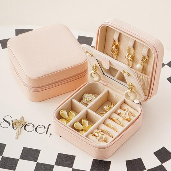Jewelry Box Large Capacity Removable Partition Faux Leather Portable Flannel Interior Earrings Necklace Rings Organization Case Jewelry Organizer