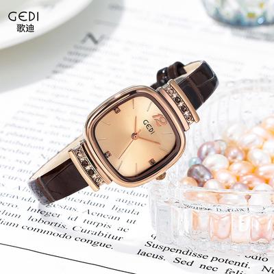 Women's Watch Trendy Small Square Watch Women's Retro Leather Waterproof Quartz Watch Simple Temperament Belt Watch for Women