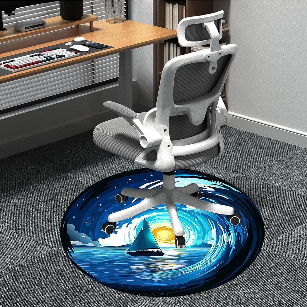 

1pc Ocean Wave Chair Carpet for Office, Non-slip, Soft and Durable Office Rug for Decoration, Perfect for Office yy260325084 80cm by 80cm