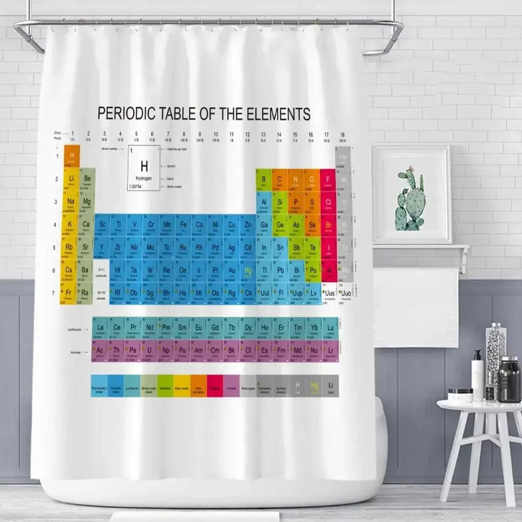 Periodic Table Of Elements Shower Curtain Bathroom Washroom Drape