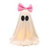 yangyizhi LED Ghost Decoration, Halloween Pink Bow Tabletop Ornament, Soft Fabric Haunted House Decor with Warm Glow for Home