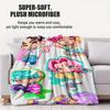 K Pop Saja Boys Cute Chibi Blanket Soft Warm Flannel Throw Anime Fan Gift for Travel Camping Sofa Bed Cover Living Room Decor