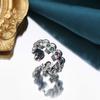 Adjustable Open Skull Ring With Colorful Cubic Zirconia Men Women Vintage Retro Sterling Geometric Jewelry