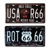 KitMall 2-Piece Set Tin Sign Route66 R66 Number Plate Style American Goods Interior