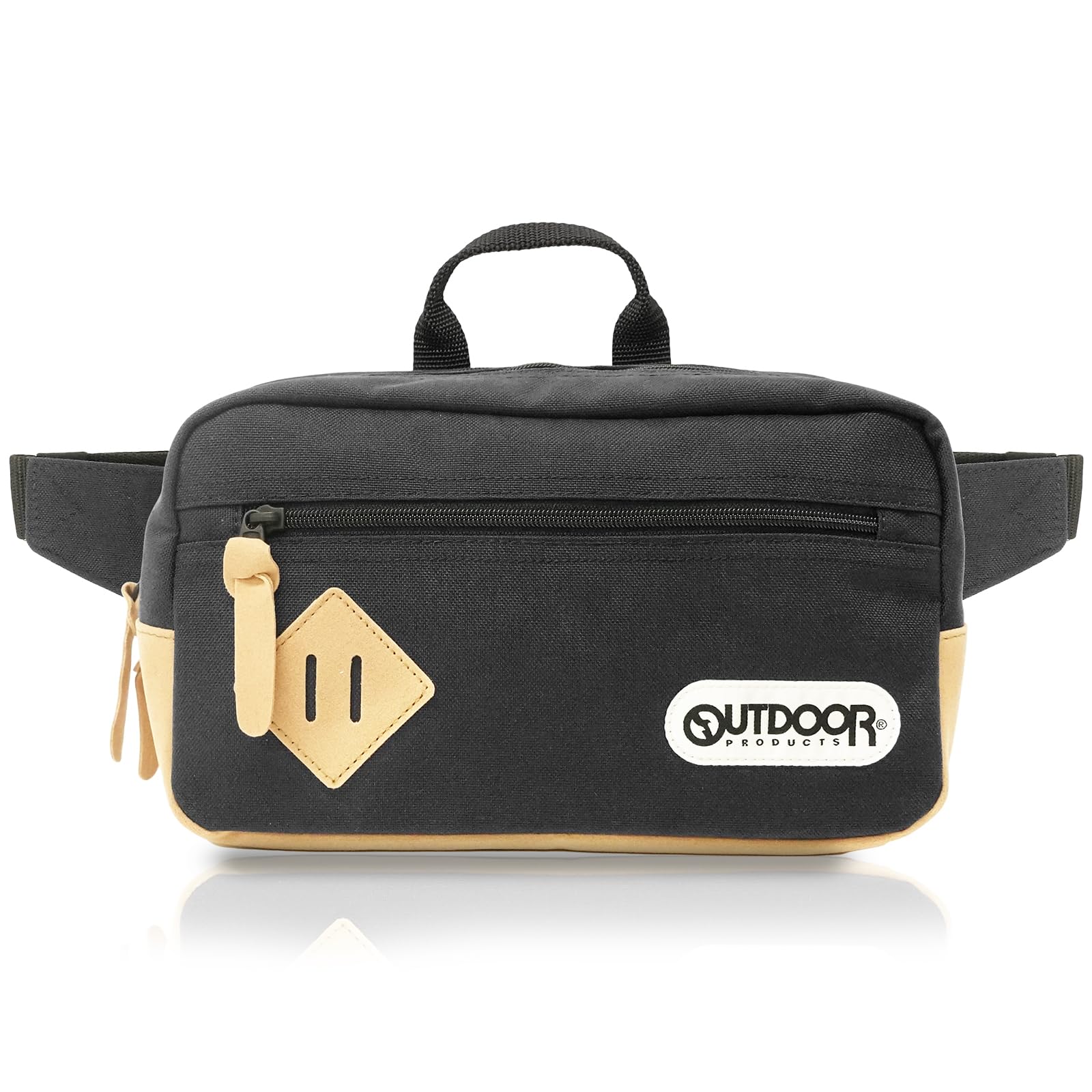 

Outdoor Products Classic Horizontal Shoulder Bag with Waist Organizer, Black, Suede