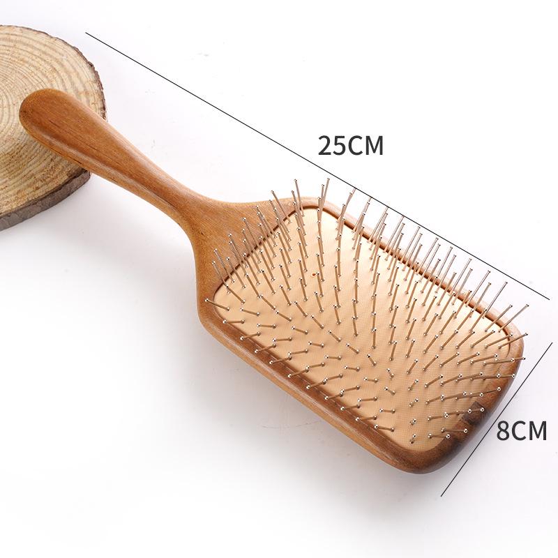 Skull Top Beech Wood Cushion Comb for Fluffy Hair Care