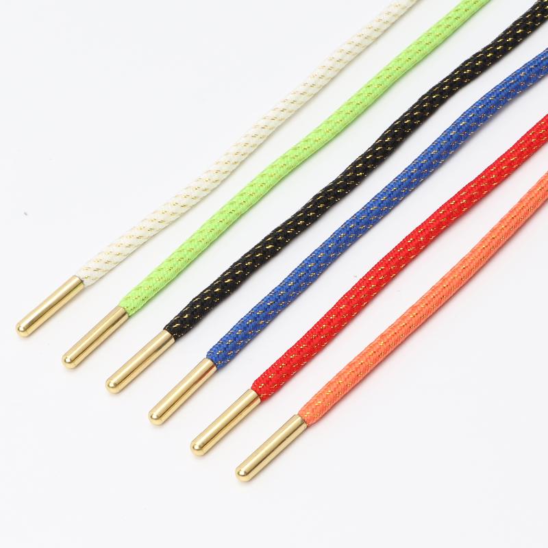 

1 Pair Round Shoe Laces for Sneakers Wear-resistant Metal Lace Head Shoelaces Precision Weaving Sparkling Luxury Shoelace New 100cm бежевий