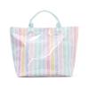 Stylish Striped Pvc Tote Bag Large-capacity Handbag Lightweight Portable Travel Shoulder Bag Casual Waterproof Shopping Bag