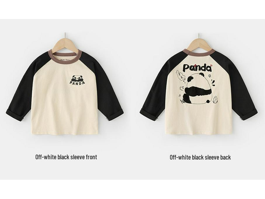Right Europe Kids' Panda T-shirt: Antibacterial Spring/Autumn Base Layer for Infants & Children