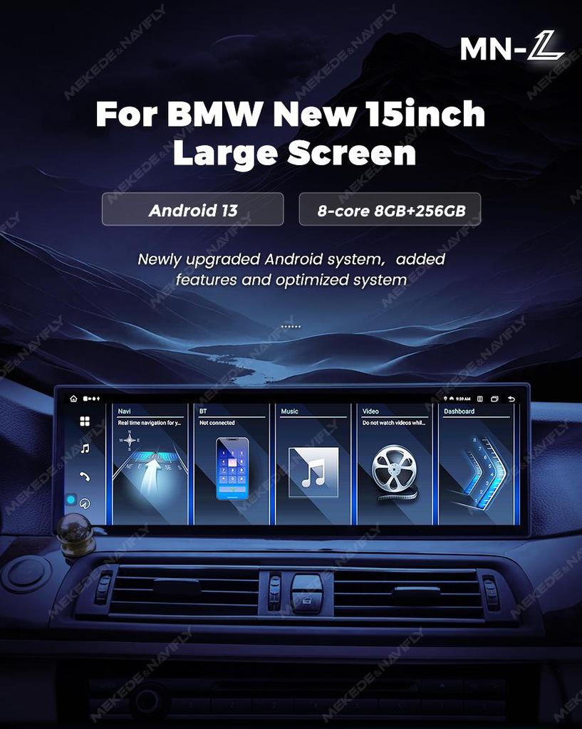 Compatible with BMW 5 Series (E60, E61, E63, E64) 15" Android Display