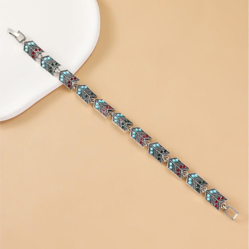 Европейский и американский модный ретро цветной бирюзовый браслет-цепочка для женщин, подарок на день рождения для девочек