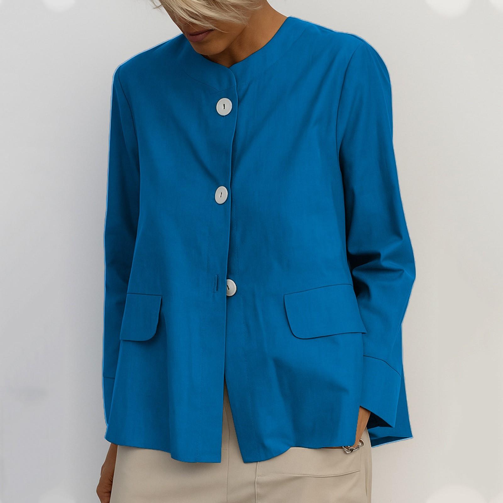 

Женская модная повседневная однотонная футболка-пуловер с длинным рукавом XL синий