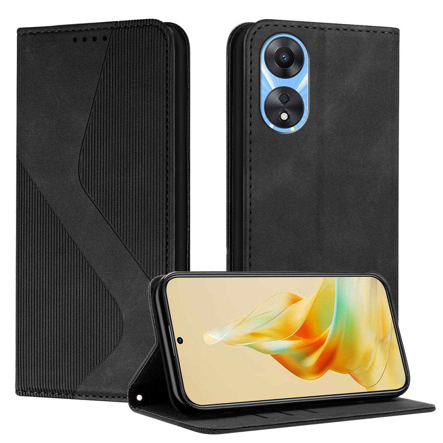 

Магнитный кожаный чехол-книжка для OPPO A1 A2 A5 Pro A15 A36 A38 A52 A53 A54 A57 A58 A60 A74 A79 4G 5G | Дизайн S LINE A5 Pro чёрный