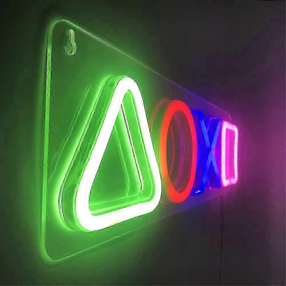 Game Console Button Icon Neon Sign 16.3"x 4.9" Game Controller Led Neon Light Wall Light Decor For Gaming Room Living Room, Man Cave Arcade Bar Club P