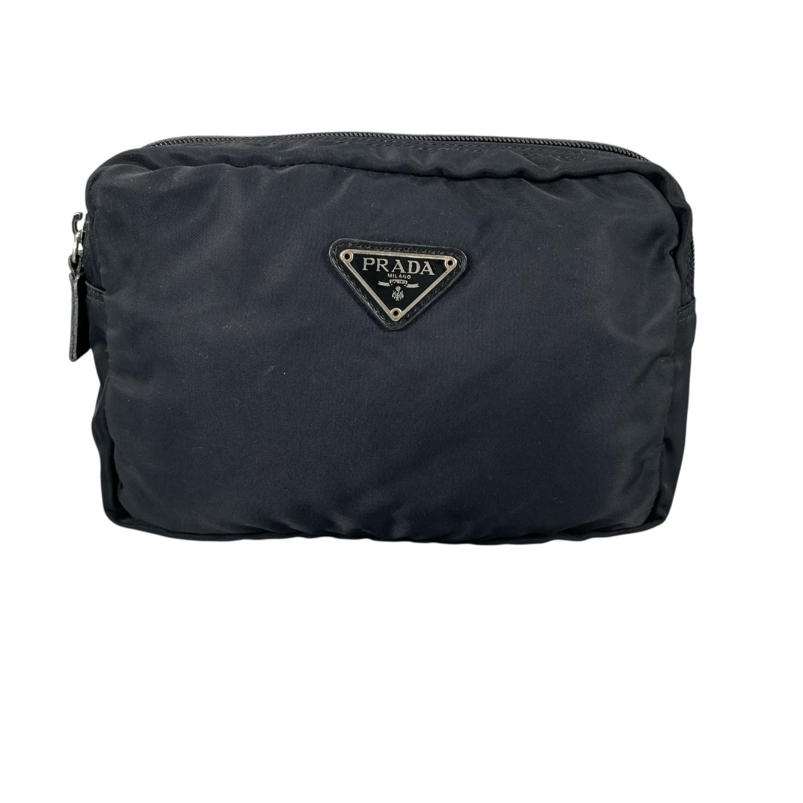 PRADA Triangular logo Pouch black Women used