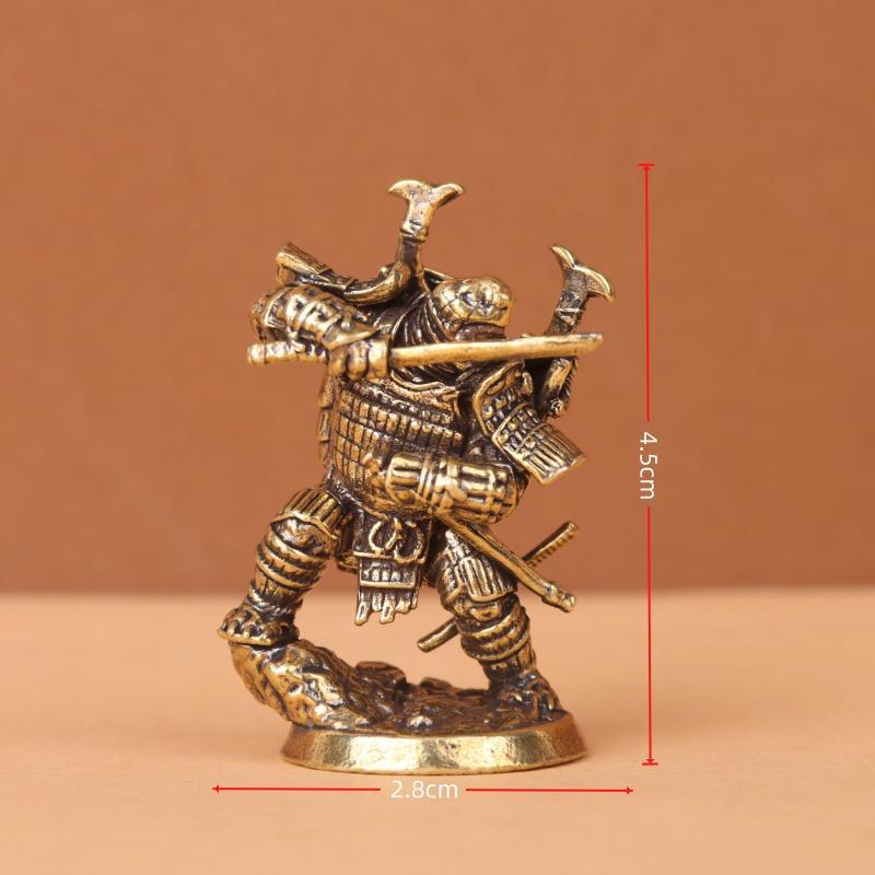 Brass Turtle Samurai Figurine With Exquisite Detail Vintage Finish For Home Desk Decor And Collectors Display
