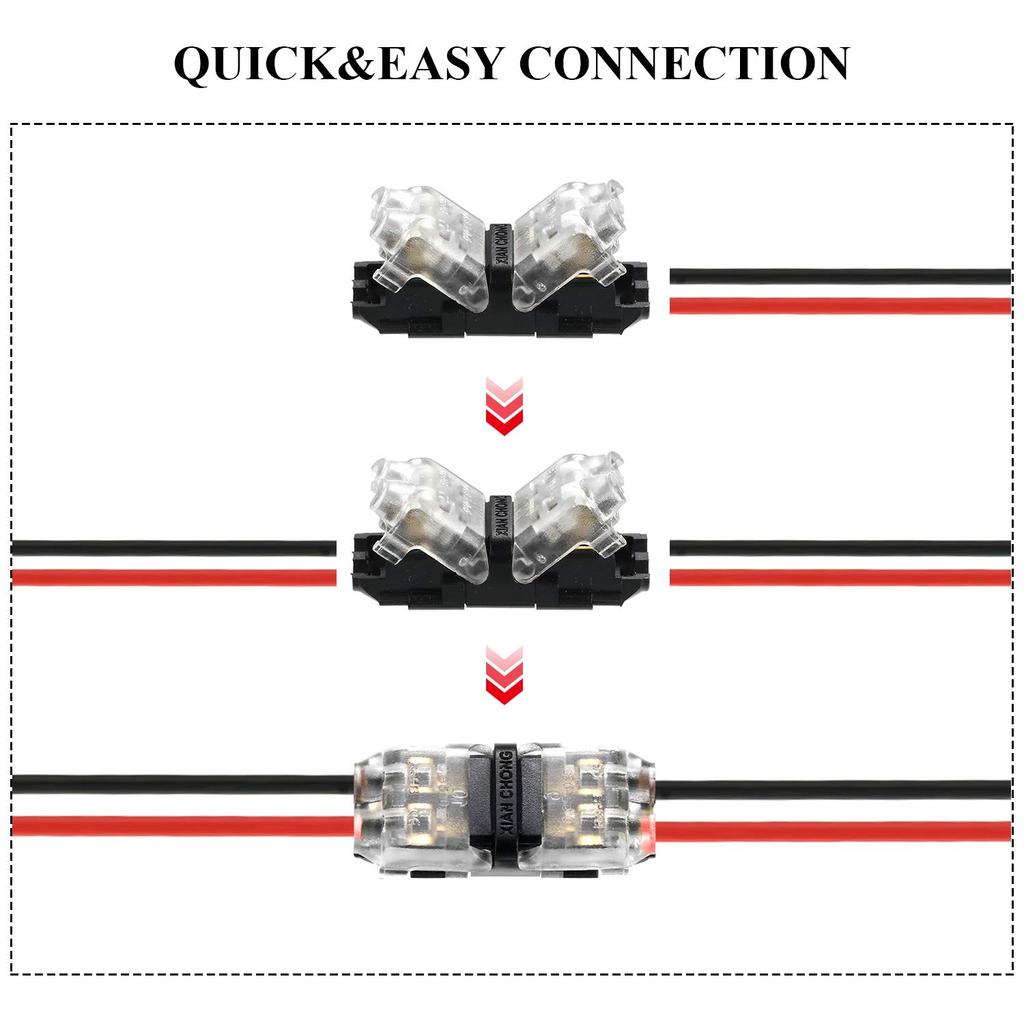 Frienda 15 Pieces Low Voltage I Tap Wire Connectors 2 Pin 2 Way Universal Compact I Shape Terminals Without Wire Stripping Requirement Quick Toolless