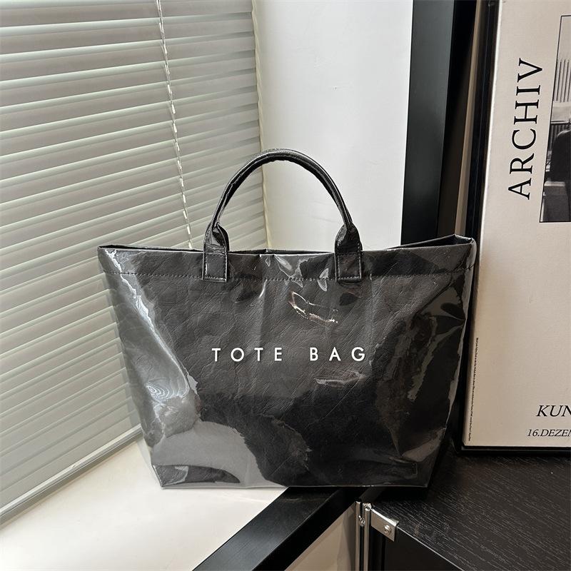 Large capacity DuPont paper jelly bag fashionable transparent pvc waterproof hand bag children kraft paper commuter hand
