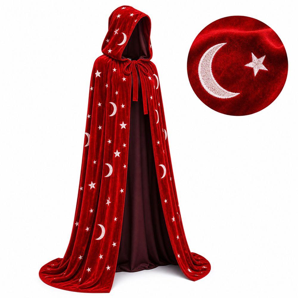 Polyester Velvet Halloween Hooded Cloak with Oversized Hood Vintage Hooded Cape Celestial Cape