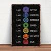 Arte da Parete Metallica Vintage con Energia dei Chakra Decorazione per Sala Yoga Cartello in Latta