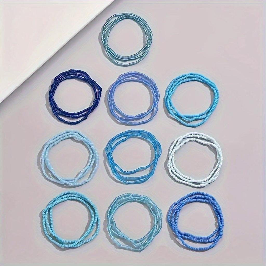 30pcs Beaded Anklets Bracelets for Women Girls Beach Bohemian Colorful Beads Ankle Bracelet Foot and Hand Chain