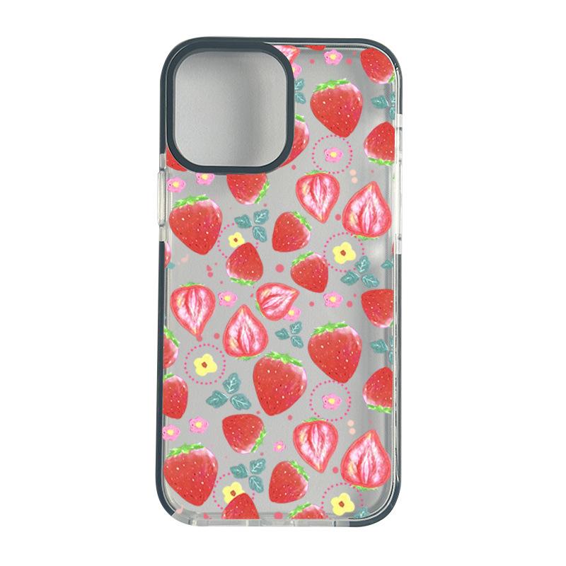 Ins Wind Strawberry Mobile Phone Case Apple 15pro Summer New Transparent Case iPhone17 Anti-drop Soft Case 13 Girls
