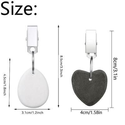 4PCS Tablecloth Weights Outdoor Table Cloth Weights Teardrop Shape Pendant Stones with Metal Clips Marble Table Cover Weights
