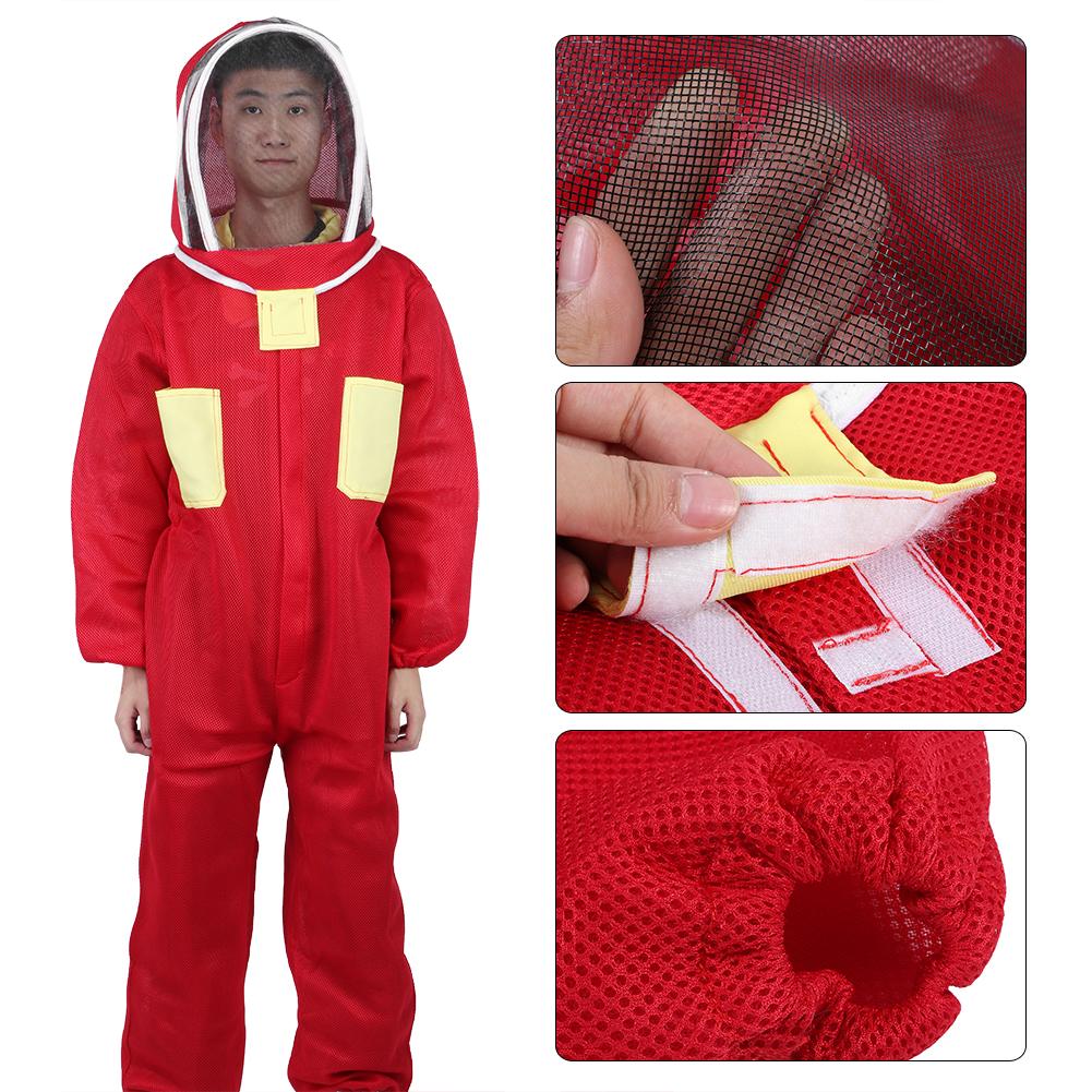 Red Beekeeping Protective Suit with Double Zipper Breathable Bee Suits Accessory for BeekeeperXXL