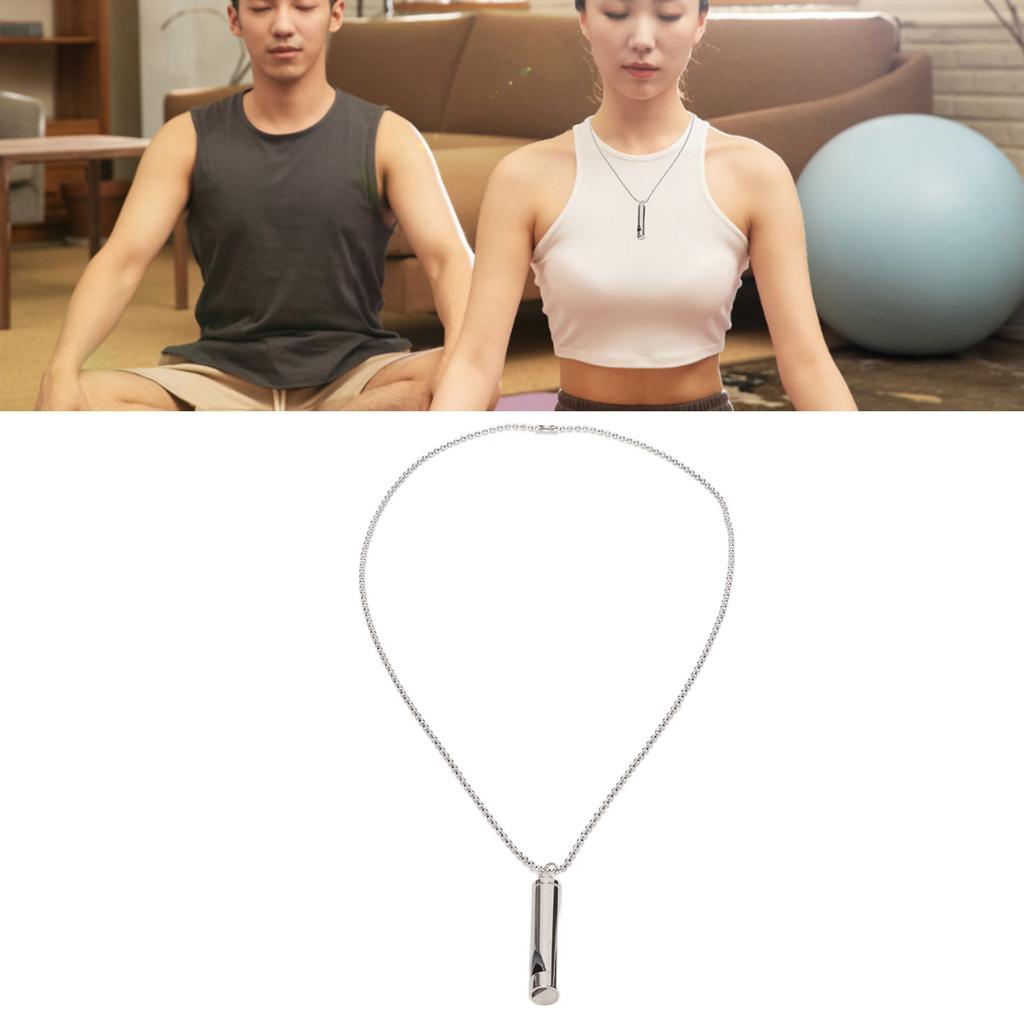 Stress Anxiety Relief Breathing Necklace Stainless Steel Meditation Whistle Necklace for Men Women