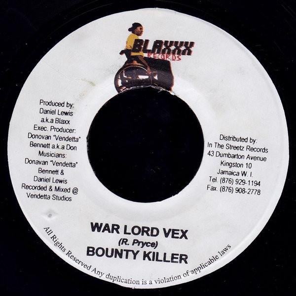 7inch Record BOUNTY KILLER - War Lord Vex NONE Blaxxx Records 2003 Jamaica Reggae, Ska & Dub Used