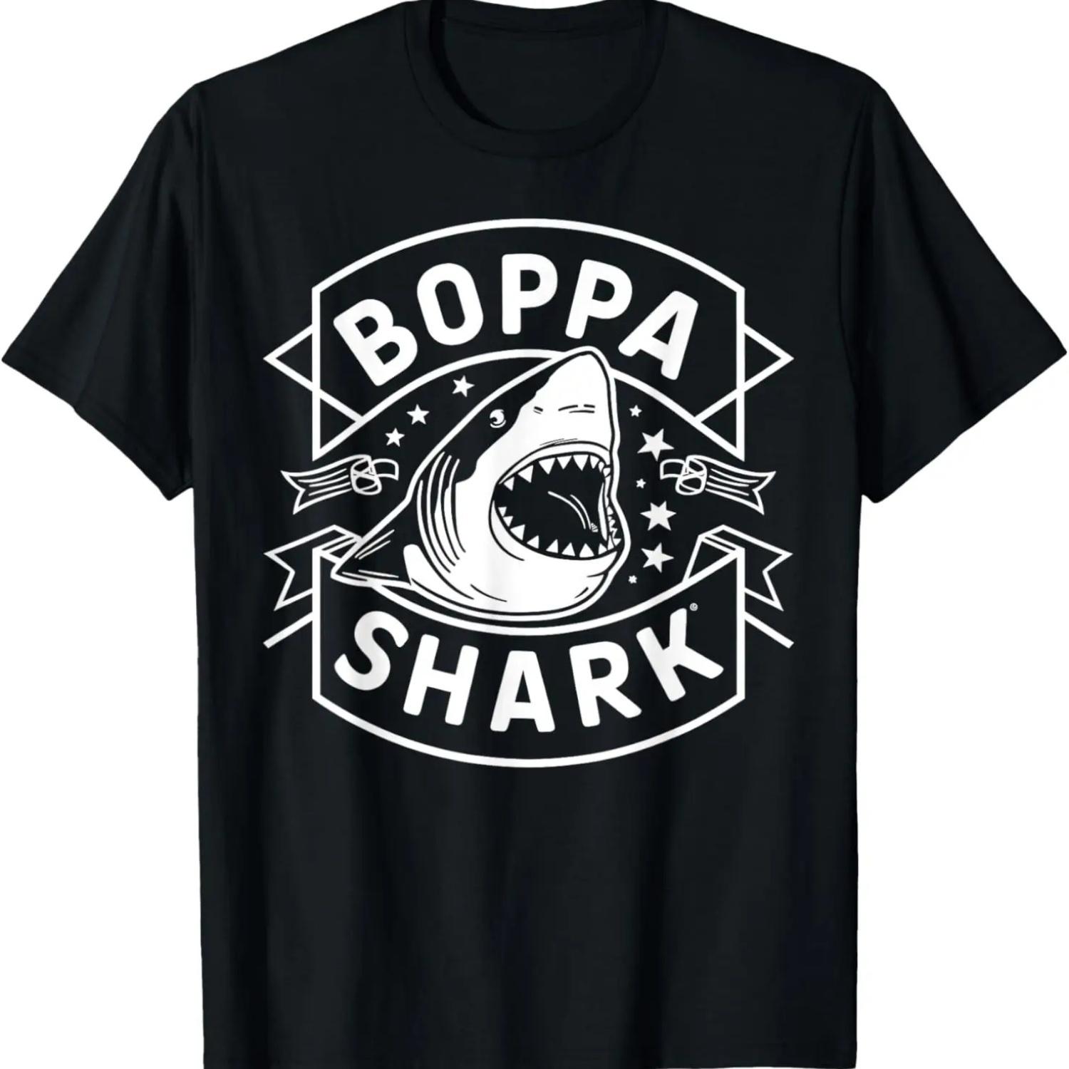 Boppa Shark Grandpa Gifts Funny Graphic Tees for Men T-Shirt S