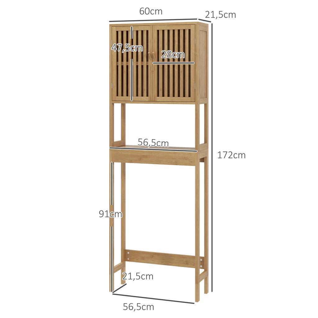 Bathroom Vanity Unit, 2 Doors, Open Shelf, Bamboo