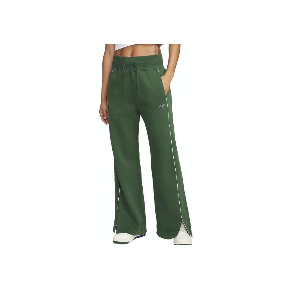 Nike Phoenix Fleece Color-Block Logo Embroidered Drawstring Knit Pants Women Bottoms Green FV4972-323