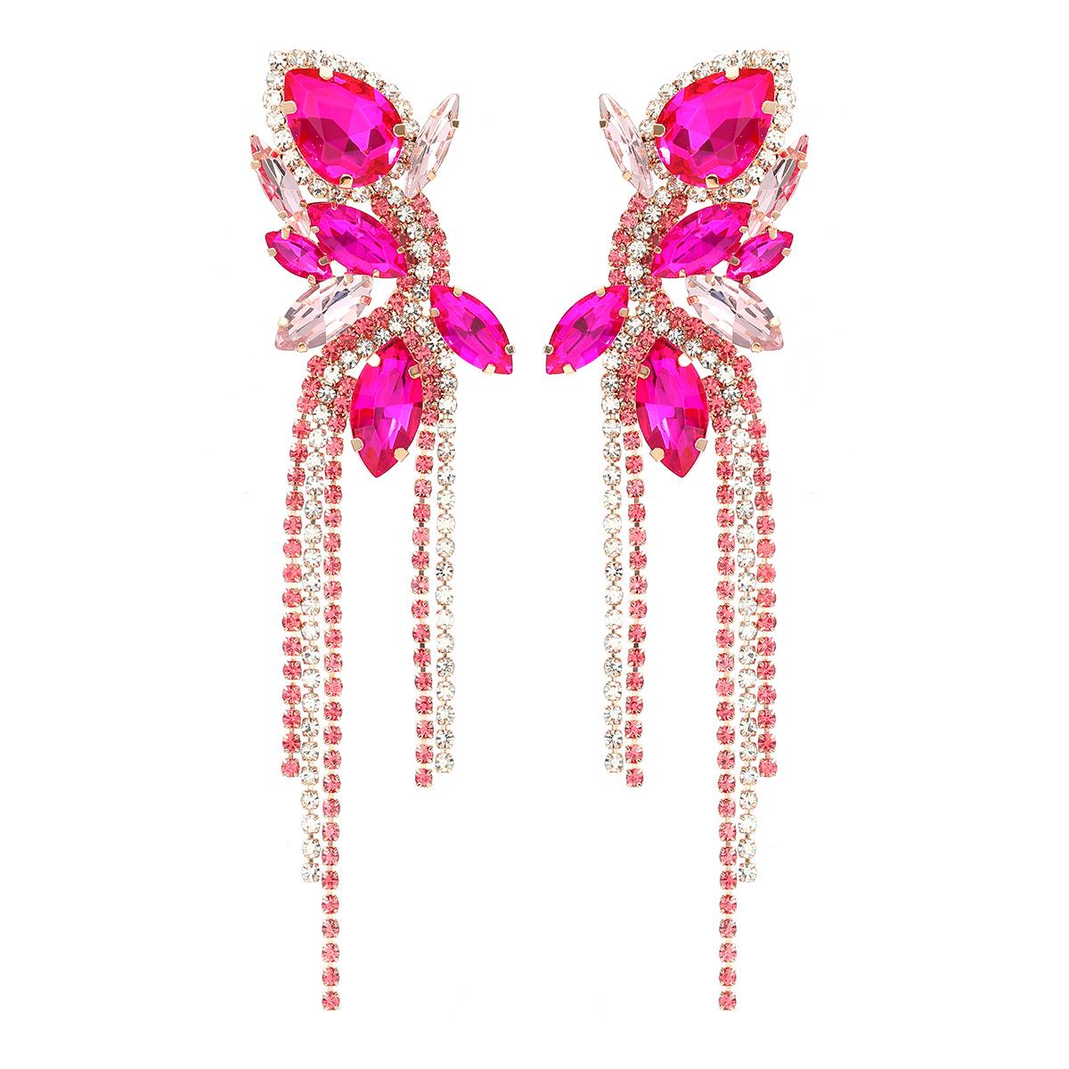 

2024 Серьги-кисточки с цветочным мотивом в европейском и американском стиле: Украшения для невесты в стиле бохо с цепочкой-когтем розы красного