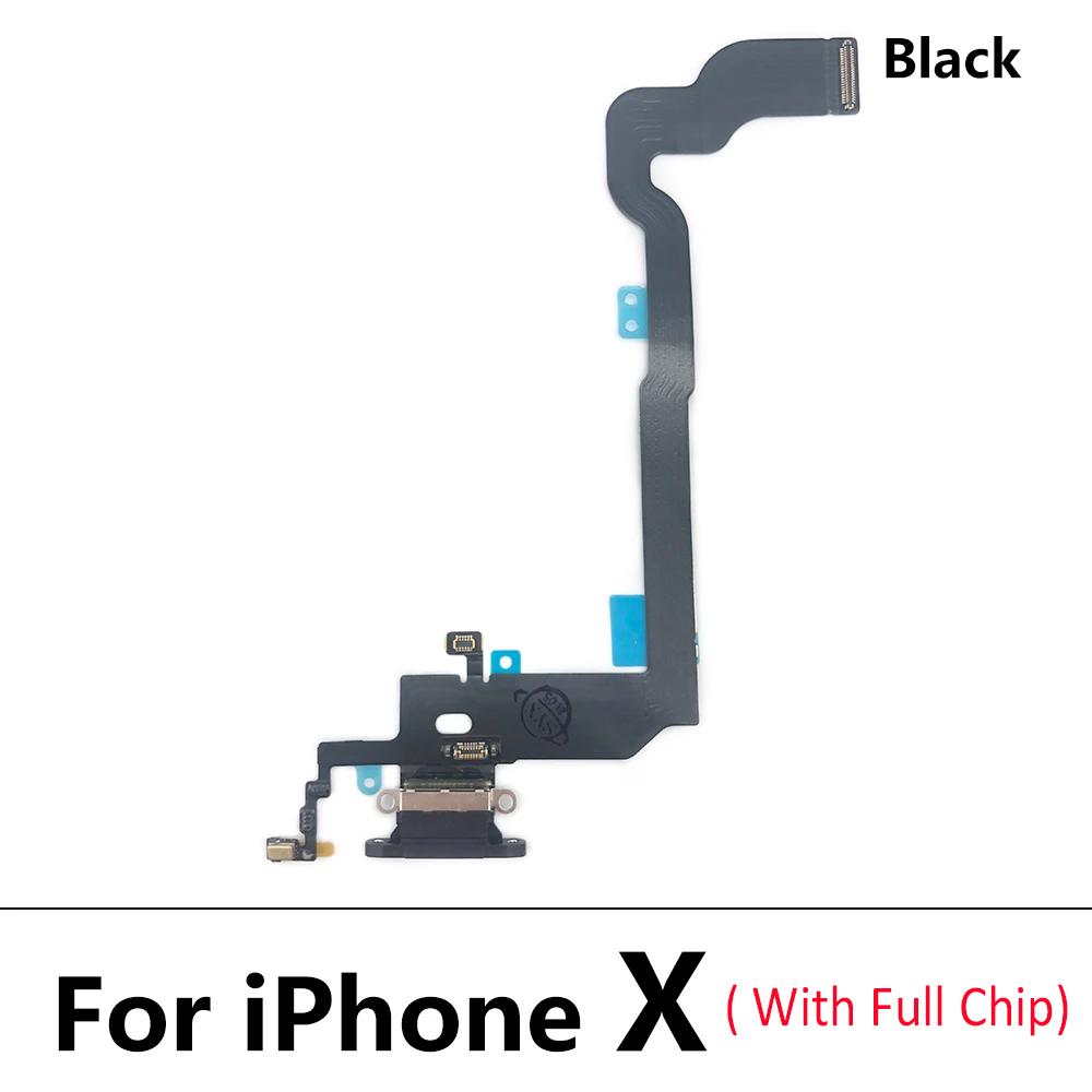 USB Dock Connector Charging Port Flex Cable For iPhone 7 8 Plus Xs Max X Charger Board With Microphone Module Replacement Parts