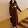 Fila Offizielles Damen Lang Hoodie Kleid Herbst 2023 Damen Kleider Braun F11W339310FDK