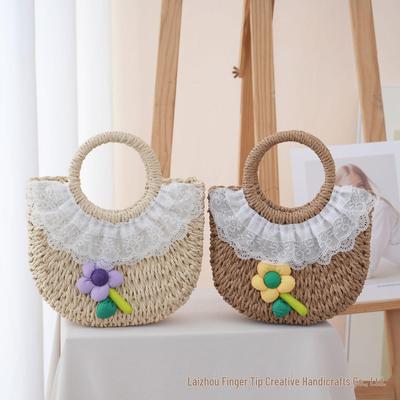 Handmade Retro Crescent Moon Straw Woven Bag - Perfect for Summer Beach Vacations