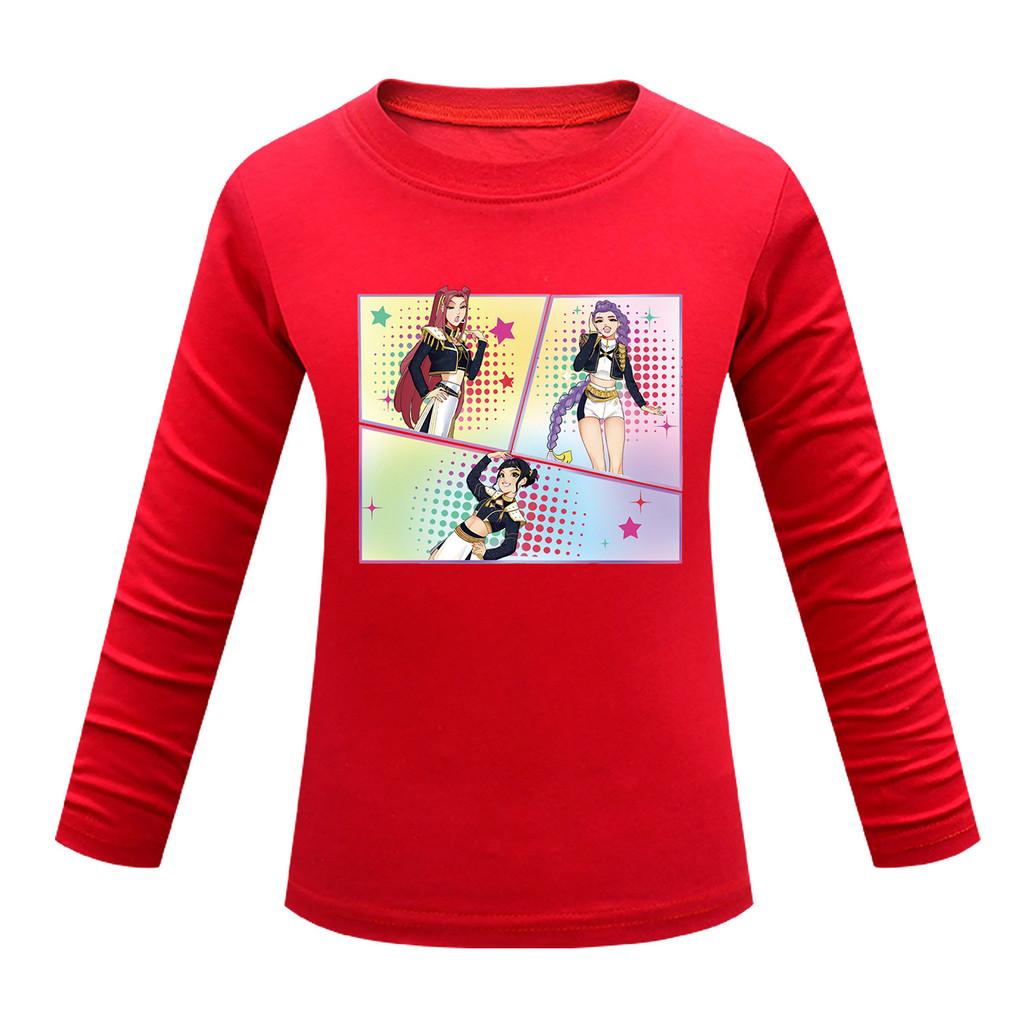Dětské Dívčí Anime Kreslené K-POP Tištěné Ležérní Tričko s Dlouhým Rukávem Top