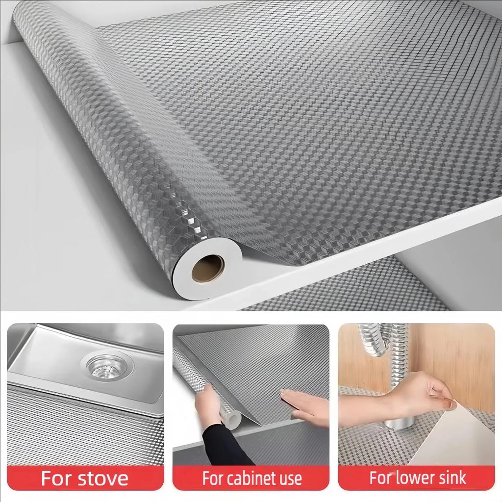 Kitchen Oil-proof Self Adhesive Stickers Anti Fouling High Temperature Waterproof Aluminum Foil Wallpaper Cabinet Contact Papers