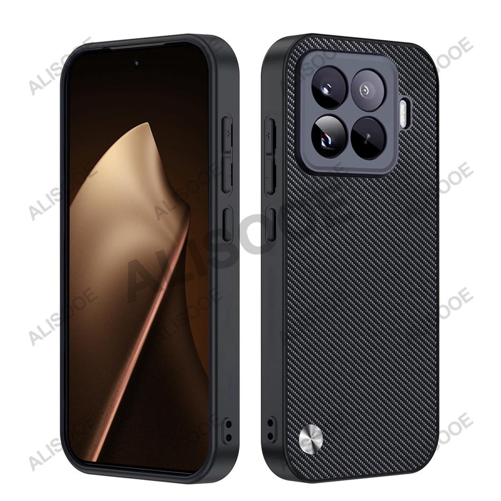 Stoßfeste Hülle für Xiaomi 15T / 15T Pro Hülle Luxus Fasertextur PU-Leder Vollschutz Handy Capa Abdeckung