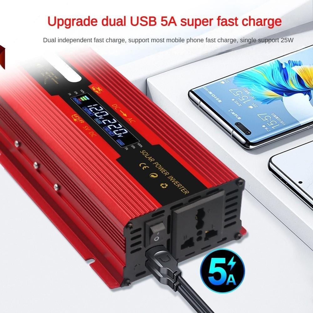 1000W/3000W/4000W/6000W High Power Universal USB Car Inverter 12v24v To 220V Household Power Converter Portable Sine Wave Inverter
