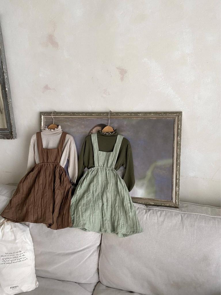 Autumn Vintage Girls' Double Layer Sling Dress Overalls