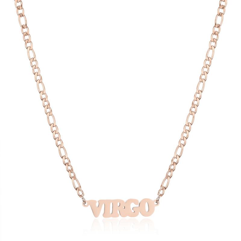 Gold/Silver/Rose Gold Color Twelve Constellations Stainless Steel NK Chain Pendant Necklace Female Jewelry 18+2in