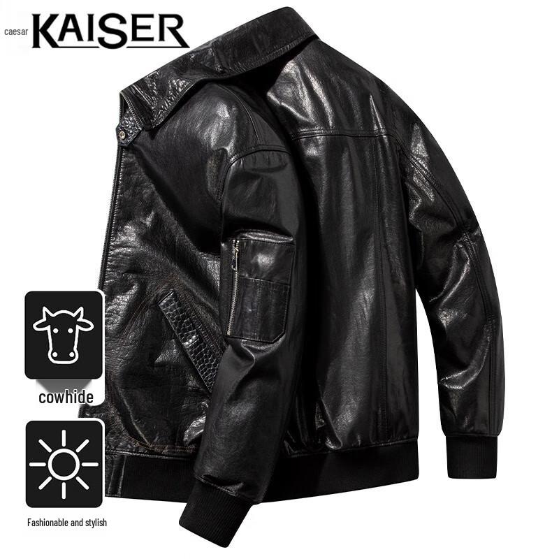 

KAISER Мужская мотоциклетная куртка из вощеной коровьей кожи с зернистой фактурой личи XL